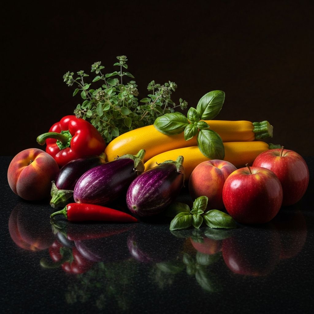 Frisches Gemüse und Kräuter als natürliche Nahrungsquellen