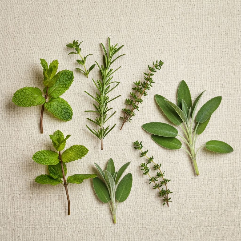 Frische Kräuter auf natürlichem Hintergrund